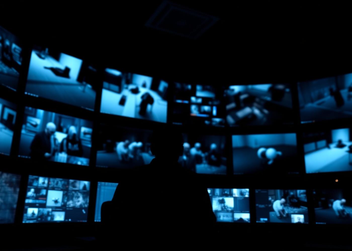 Centrale operativa di sorveglianza con parete di monitor
